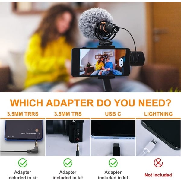 Kamera Mikrofon med Shock Mount, Gain Control och Deadcat, Video Shotgun Microphone