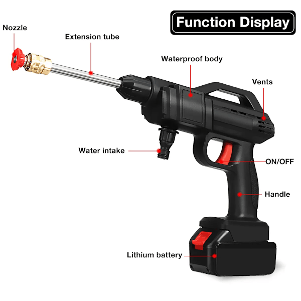 1500W  Trådløs Høytrykk renser vasker spray vann pistol bil vask trykk vann rengjøring maskin for makita 18V batteri