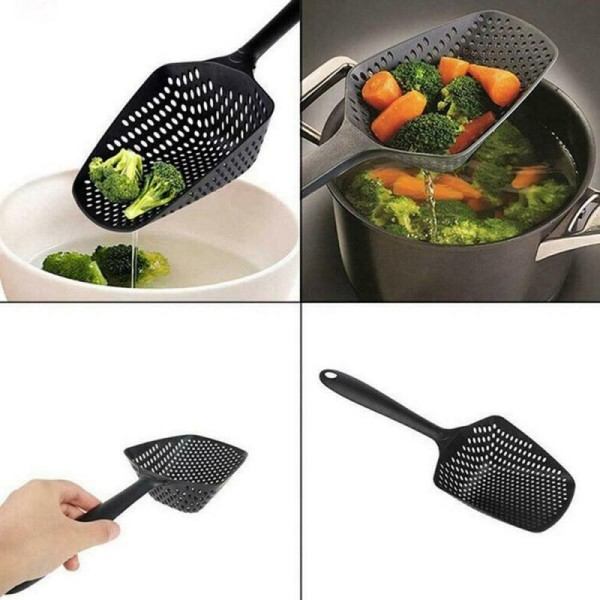 Bærbar Nylon Køkken Suppe Ske Sine Farverig Slev Anti-skoldning Skimmer Fry Mad Mesh Handy Filter Disk