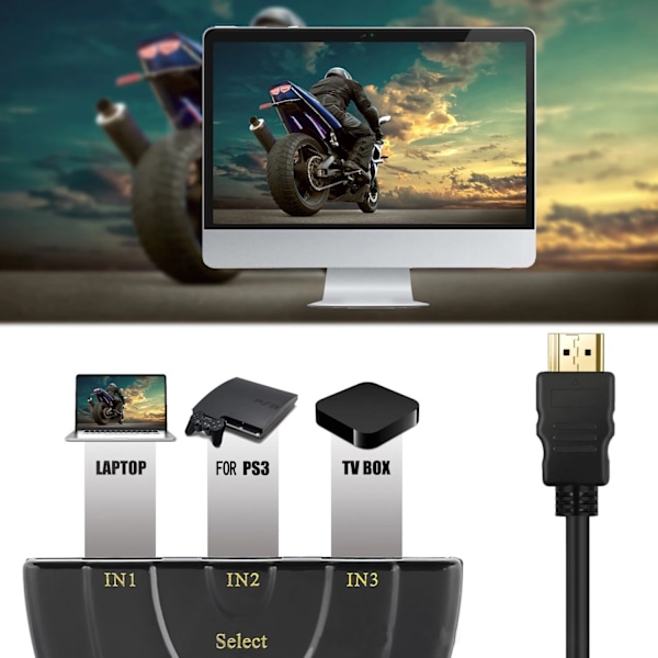 Mini 3 Port 1.4b 4K Switcher Splitter 1080P 3 in 1 out Port Hub