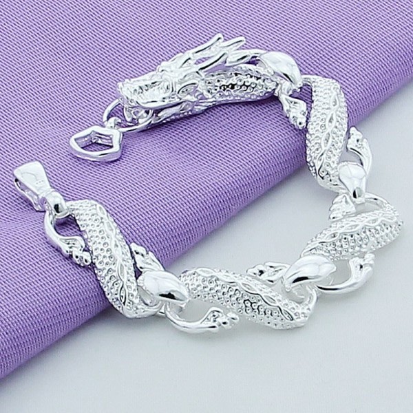925 Sterling sølv farge armbånd hvit kinesisk drage kjede armbånd for menn  3a5a | Fyndiq