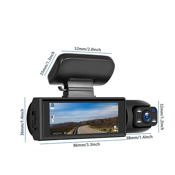 Auto DVR Laajakulma 2-tallennus teräväpiirto Yö Vision 1080P ajo tallennin imu kuppi 2-linssi auto etu ja sisä video 32G sd  kortti