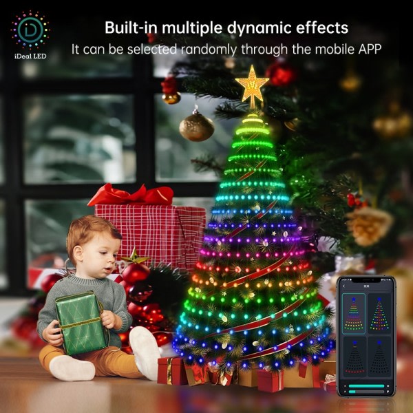 Smart Christmas Tree Toppers Lights App DIY Picture LED RGB String Light Bluetooth Control LED Star String