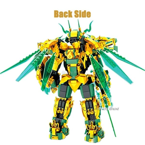 Ninja Golden Warrior Robot Mech 2 Heads Flying Dragons Set Fighter Figurs Building Blocks Leksaker