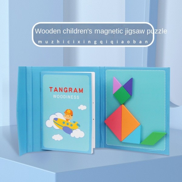Lapset Puinen Värikäs Tangram Rauta laatikko Säilytys Jigsaw Pulma Pulma Varhaisopetus Älykkyys Numero Kirjain Puiset lelut