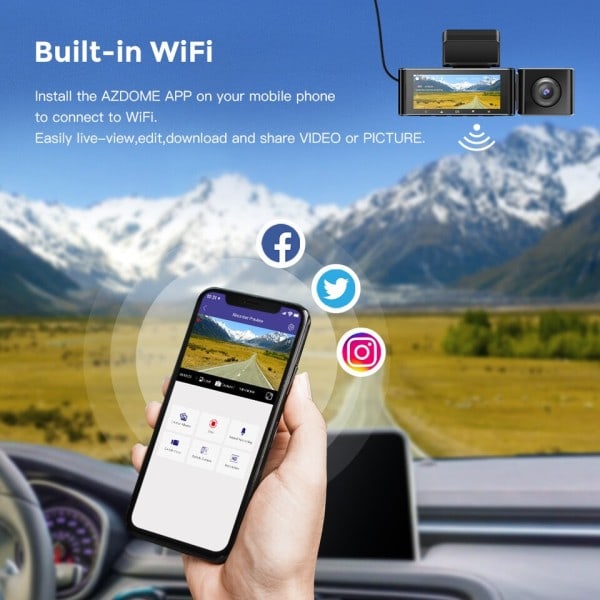M550 3 Channel Dash Cam Främ Inside Bak Tre Way Bil Dash Kamera