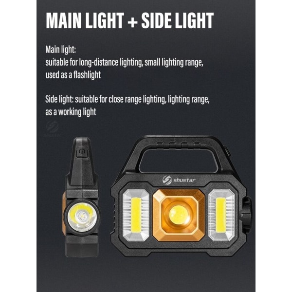 High Power Led Lommelygter Genopladelige Camping Work Light Multi Functional Portable Light
