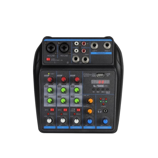 4 Channel Mixer DJ Mixing Console med Bluetooth USB Mixer Audio