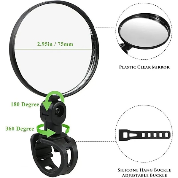 Universal Cykel Rearview Spegel Justerbar Rotera Vid Vinkel Cykling Styre Rear View Speglar
