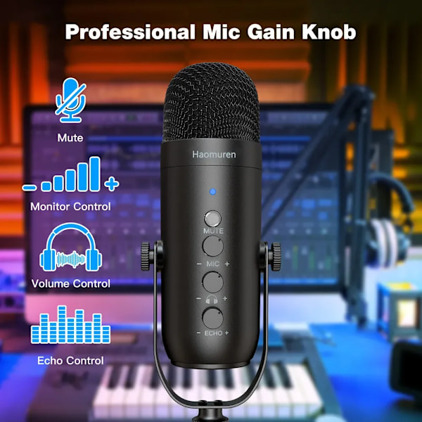 Professionell USB Streaming Podcast PC Mikrofon Studio Kardioid Kondensator Mic Kit med Bom Arm För Inspelning Twitch YouTube