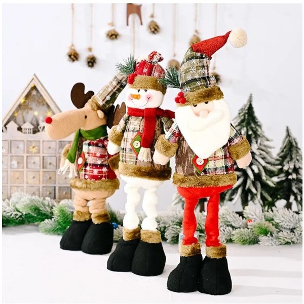 Jul dukke pynt Snøfnugg gingham uttrekkbar figur hjem pynt bord dekorasjon