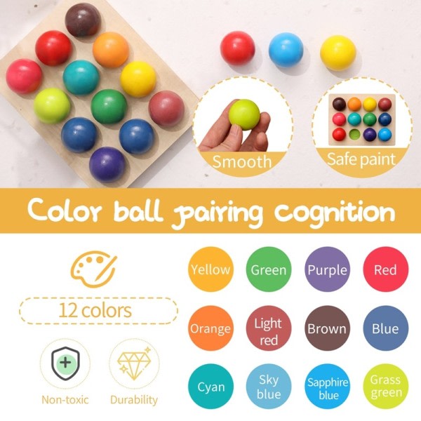 Rainbow Ball Matching Sensory Spill  Farge Kognitiv Sorteringsbrett Tre Montessori Leker for barn