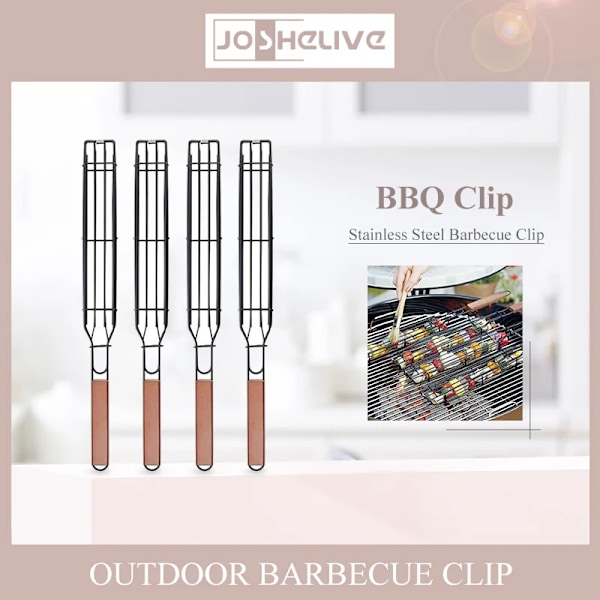 Hög kvalitet Bärbar BBQ Grillning Korg Rostfritt Stål Nonstick Grill Grill Korg Verktyg Grill Mesh för Kött Hamburgare BBQ Verktyg
