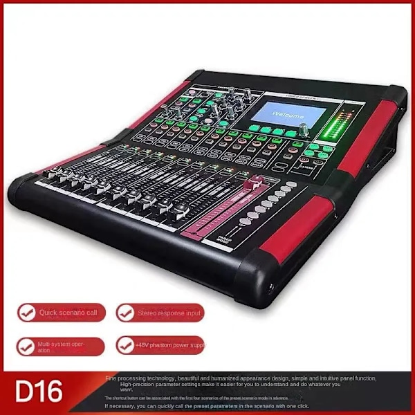 D16 Kanal Mixing Dj utrustning Mixer Professionell Ljud Digital Mixer Med USB DJ Ljud Mixing Console Pro Audio Mixer  System