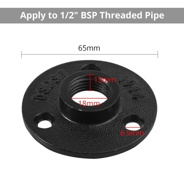 10st Rostig Industriell 1/2" BSP Svart Flänsar Möjlig Aluminium Legering Rör Funktion