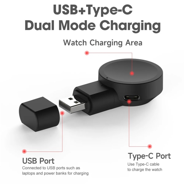 Dock lader adapter trådløs USB lade kabel ledning stativ for Samsung Galaxy klokke 6 Watch5 Pro Watch 5 Watch 4