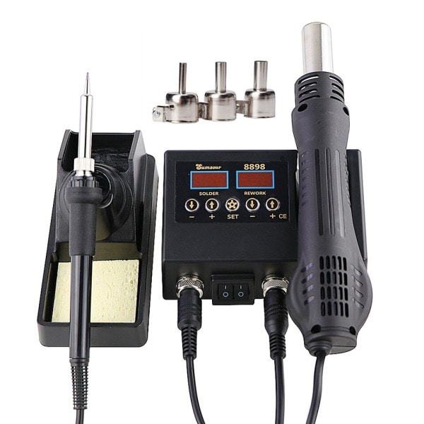 2 i 1 Loddestation Digital Display Varm luft pistol svejsning omarbejdning til mobiltelefon BGA SMD PCB IC reparation loddejern værktøj