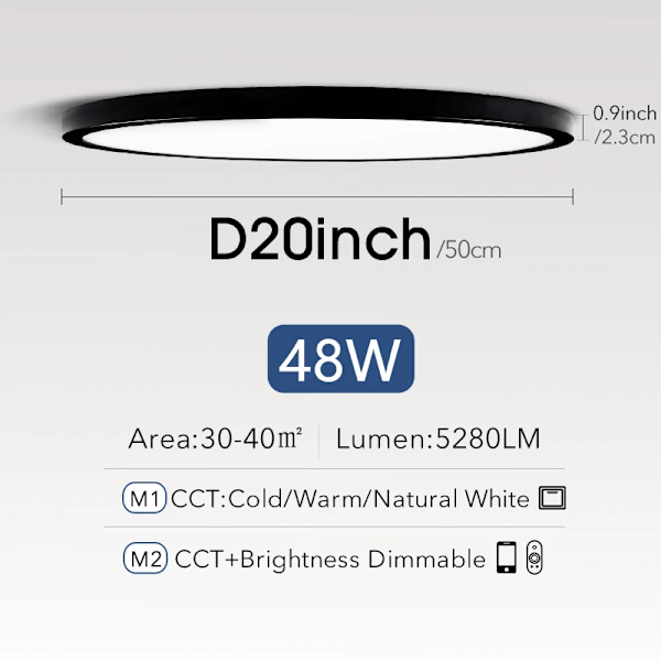 20 tommer Stor tak lamper led lys for rom soverom Smart Lampe