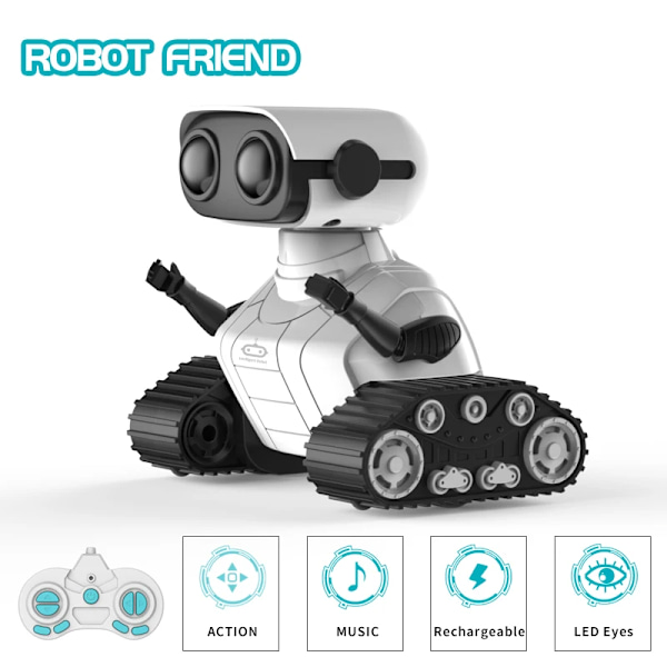Robot leksaker uppladdningsbar RC robot för barn pojkar och flickor fjärrkontroll leksak med musik och LED ögon