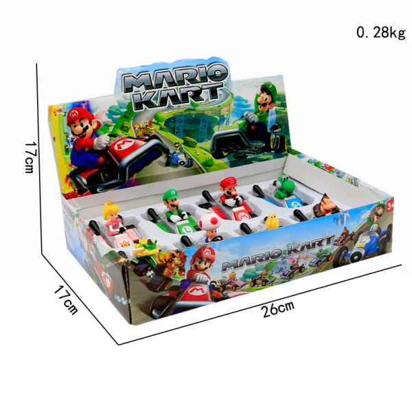 Super Mario Bros Toy Set Mario Kart Leker Spill Figur Bil Racing Tegneserie Karts Modell Ornamenter