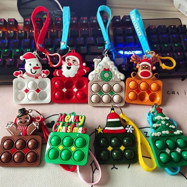 2 bitar tomte älg nyckelring fidget leksak jul kalas favor present souvenir giveaway gäst jul jul gåvor