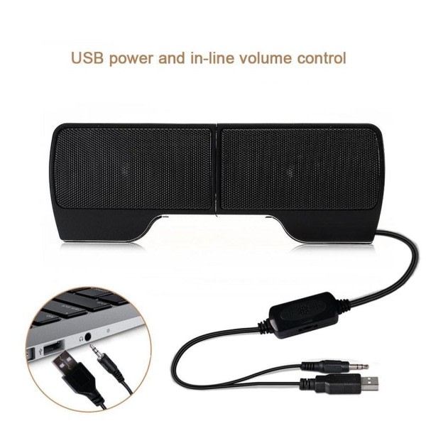 Mini Bærbar Clipon USB Stereo Høyttalere linje Kontroller Soundbar