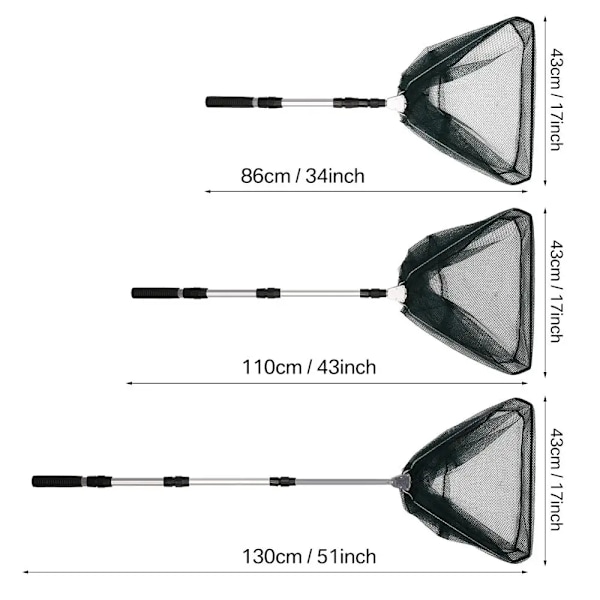 130cm aluminium legering fiske nett teleskop foldbar landing nett uttrekkbar stang