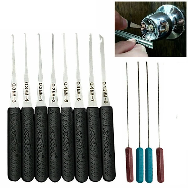 Låssmed Lås Pick Set Rostfritt Stål Dubbel Rad Spänning Demontering Krokar Lås Pickar Verktyg Lockpick