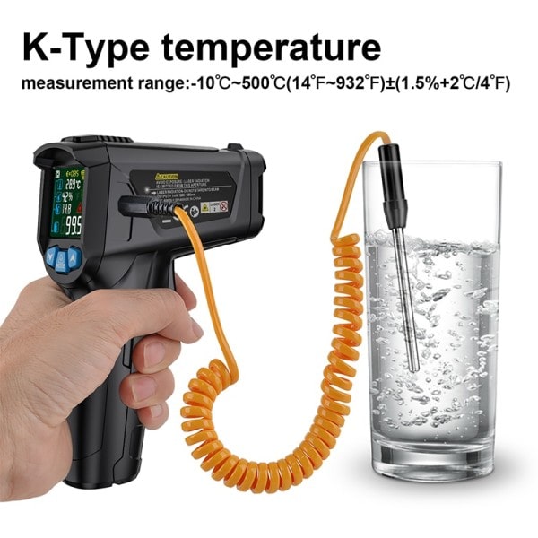 Infrarød termometer 800 grader eller 1472 Fahrenheit Høj temperatur meter