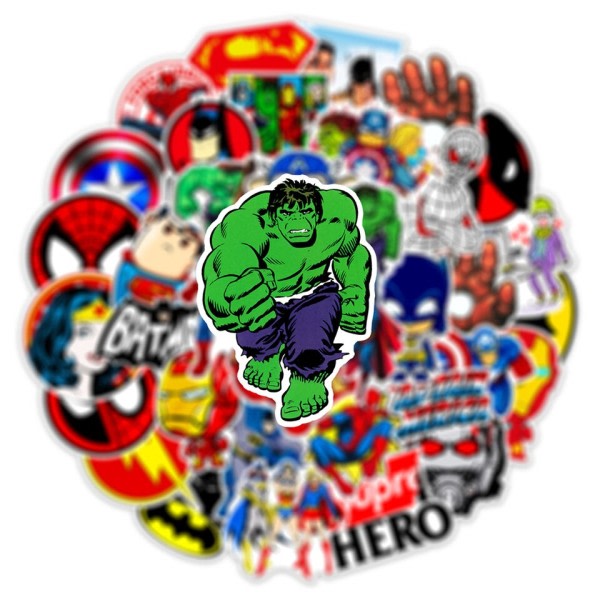 50 stykker Disney Marvel The Avengers Cute Super Hero Tegnefilm Klistermærker Graffiti DIY Vandtæt Klistermærke