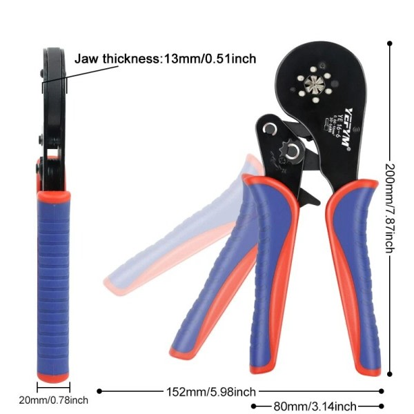 Terminal Konnektorer Hexagon Crimping Tång Large Size Ratchet El Verktyg