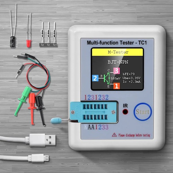 1,8 tum TFT LCD Display Multimeter Transistor Tester Diod Triod Kondensator Motstånd Test Mätare