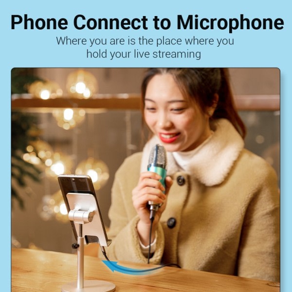 Vention Mikro USB till 3,5 mm Ljudkabel för Hi-Fi Ljud Kort Mikrofon Karaoke 3,5 Jack Adapter för Samsung Xiaomi Android telefon