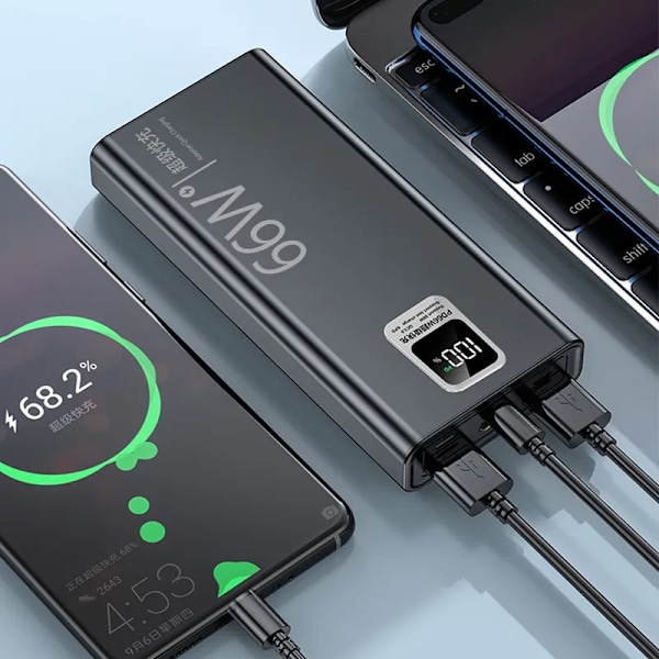 30000mAh Digital Display Power Bank 66W Super Snabb Laddning