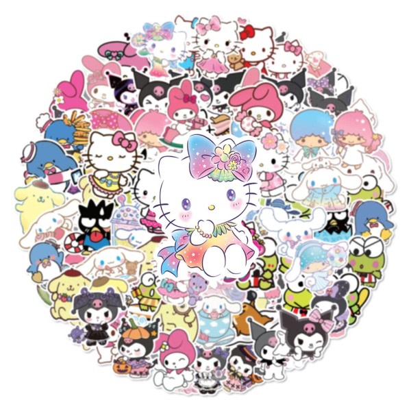 Blandet Nød Sanrio Klistermærker Cinnamoroll HelloKitty Kuromi Decals DIY Telefon Bagage Bærbar Guitar Klistermærke