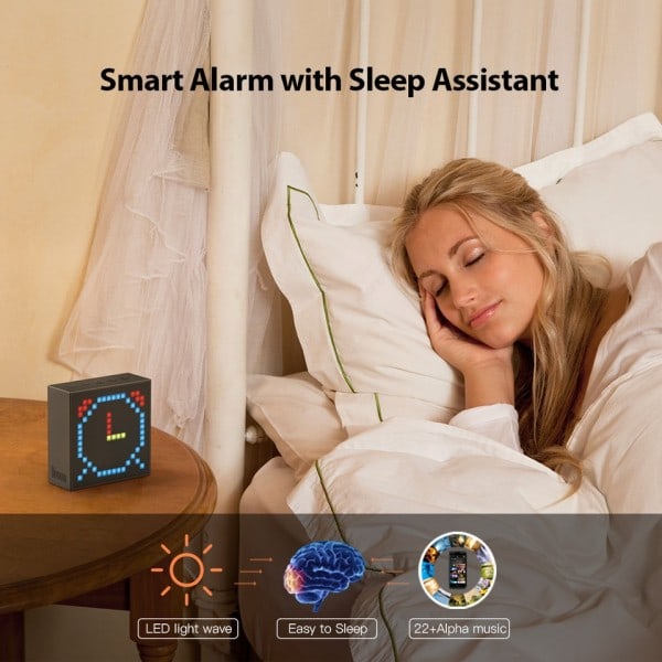 Evo Bluetooth Bärbar Högtalare med Klocka Alarm Programmerbar LED Display för Pixel Art Creation