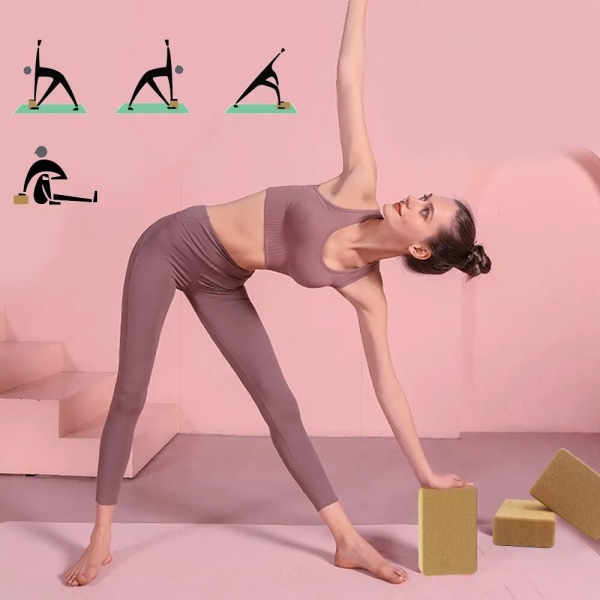 Naturlig Kork Yoga Block Hög Densitet Naturlig Pilates Träning På Gym Träning