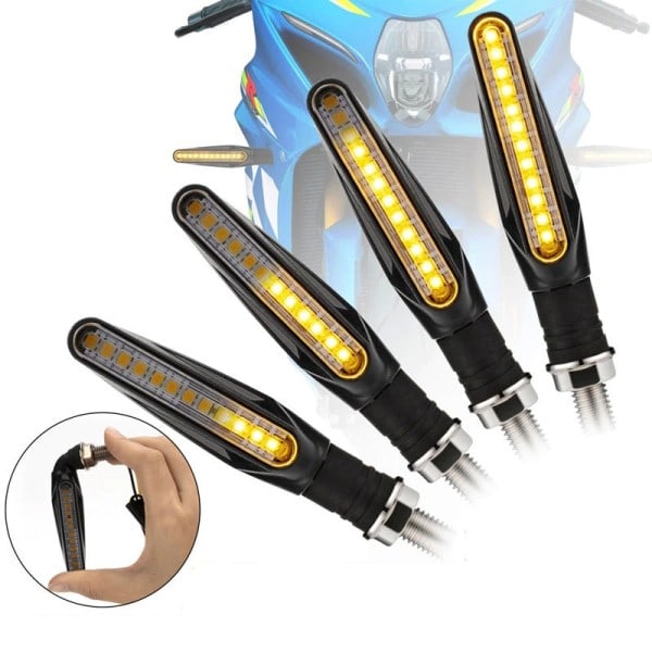 2 STK Motorcykel Lys One-Line Strip 12led Motorcykel Løbende Vand Sving Signal Blinkende Signal Indikator Lys