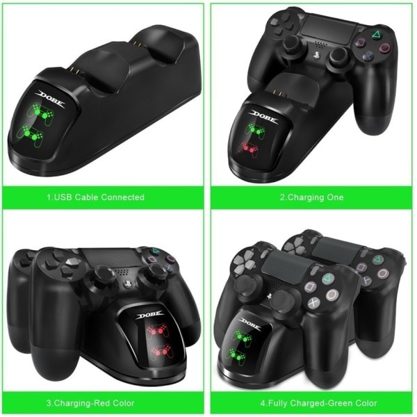 Doble kontrollere lader stasjon rask lading dokk gamepad holder base stativ