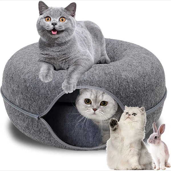 Donut Husdjur Katt Tunnel Interaktiv Lek leksak Katt säng Dubbel Use Illrar Kanin Säng Tunnlar Inomhus leksaker