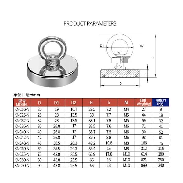 Super magnet sterk super kraftig neodym magneter N52 Iman Ima magnetisk fiske magnet