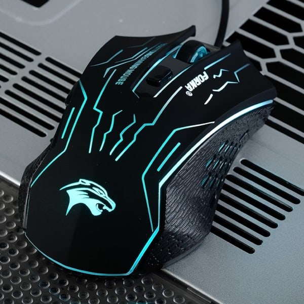 Tyst Wired Gaming Mus Gamer 6 Knappar 3200DPI USB LED Optisk Dator Mus Möss