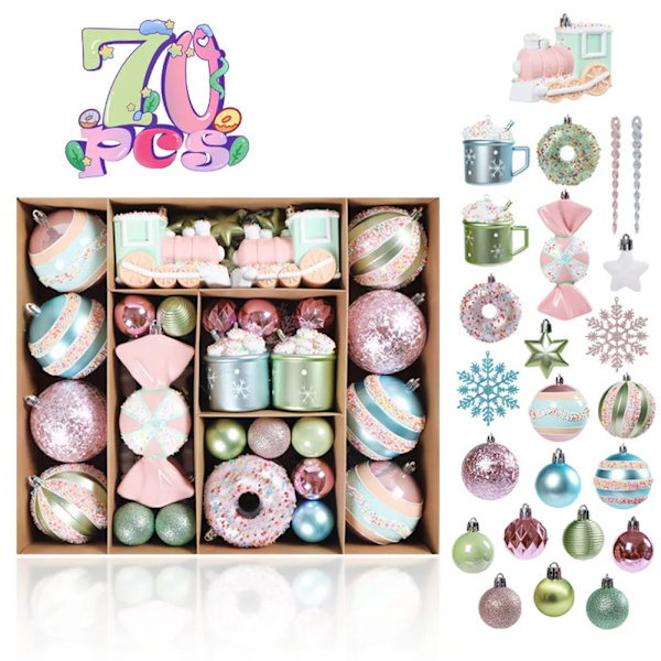 Jul Macaron Glass Grädde Donut Former Ball Prydnad Jul Träd Hängande Hängen