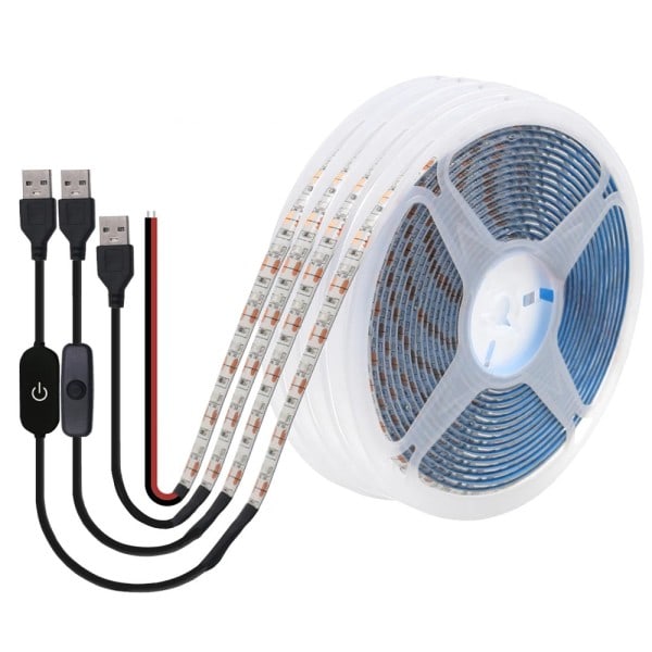 5V USB LED Strip Ljus Batteri Ström SMD 60LED 5m Warm Ribbon Cabinet Lights
