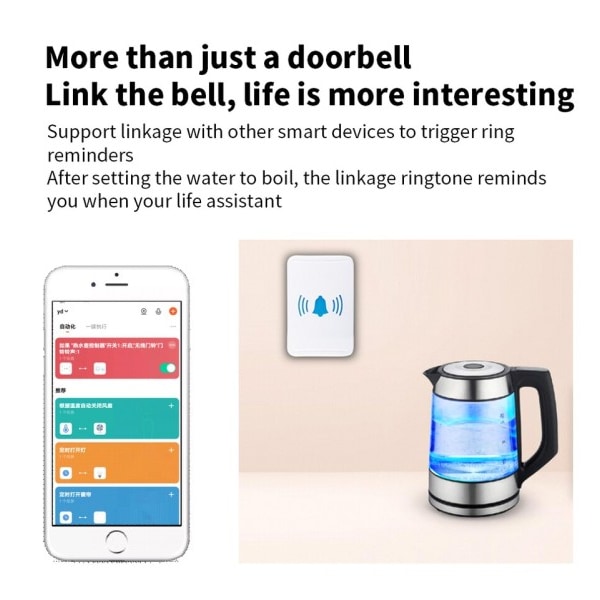 Trådlöst WiFi Block Tuya ingen batteri krävs Vattentät extern trådlös klocka Smart life app smart dörr klocka