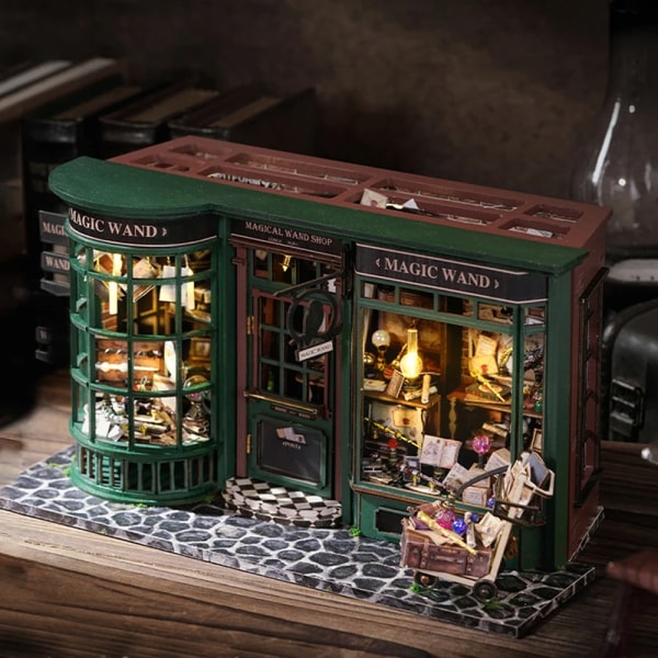 Træ dukkehus miniature dukke hus sæt med møbler rumkasse hjem model legetøj