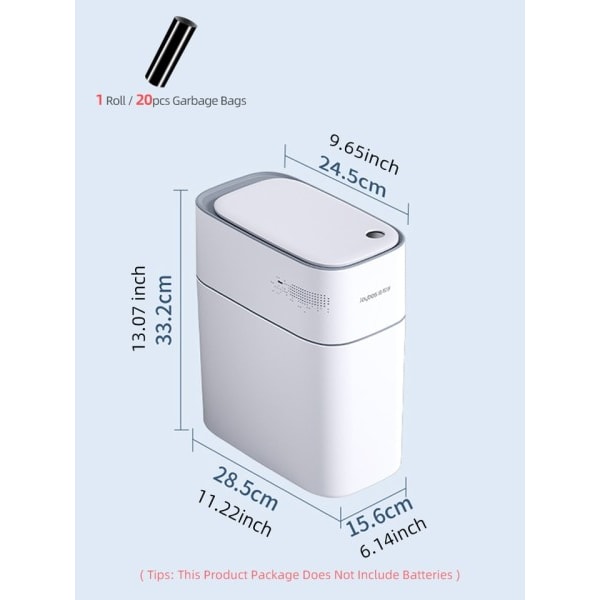 Smart badrum soptunna automatisk påsar elektronisk soptunna vit beröringsfri smal smart sensor sopor bin