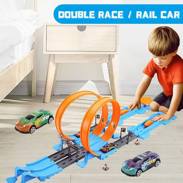 Barn Racing Baner Gjør det selv Sammensatt Rail sett Familie Interaktiv Gutt Barn Leketøy