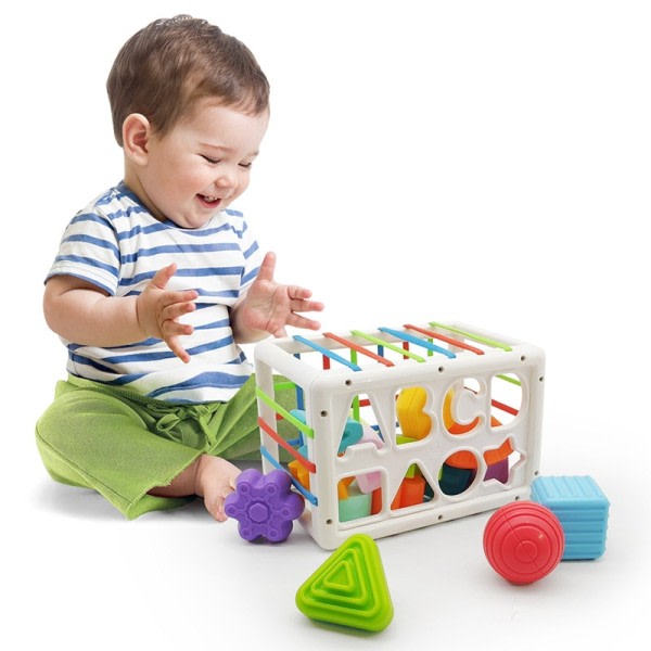 Montessori leksaker för 1 år bebis form sortering block spel motorisk skicklighet taktil inlärning sensorisk kub pedagogiska leksaker