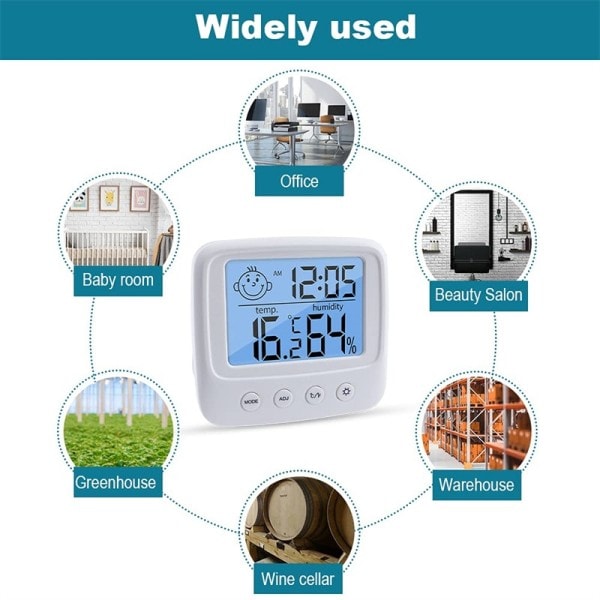 LCD Digital Temperatur Fugtighed Måler Baggrundsbelysning Hjem Indendørs Elektronisk Hygrometer Termometer